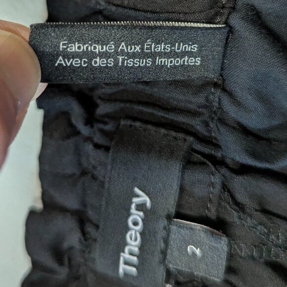 Theory Size 2 Linen Blend Black Drawstring Pants - Picture 11 of 14